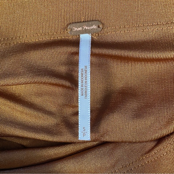 Free People Who’s That rust Cathaway Spice ruched slinky stretch mini skirt S - Picture 9 of 10